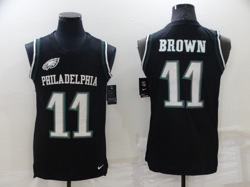 Men's Black Philadelphia Eagles #11 A. J. Brown Limited Tank Top Stitched Jersey
